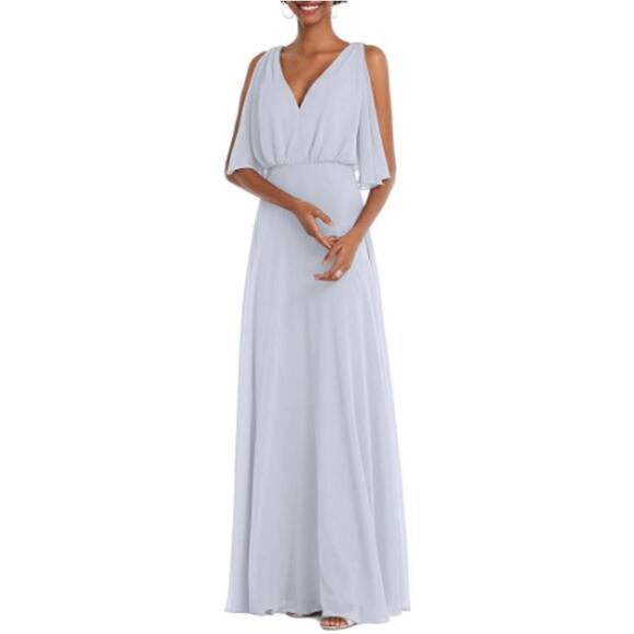 New ~ AFTER SIX ~ 1565 V-Neck Split Sleeve Blouson Maxi Dress Size 10 - Picture 1 of 8